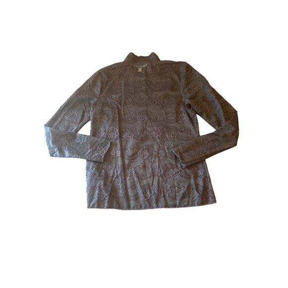 Chelsea 28 Black Lace Long Sleeve Mock Neck Top S Romanic Goth Whimsygoth Rave - Picture 4 of 4